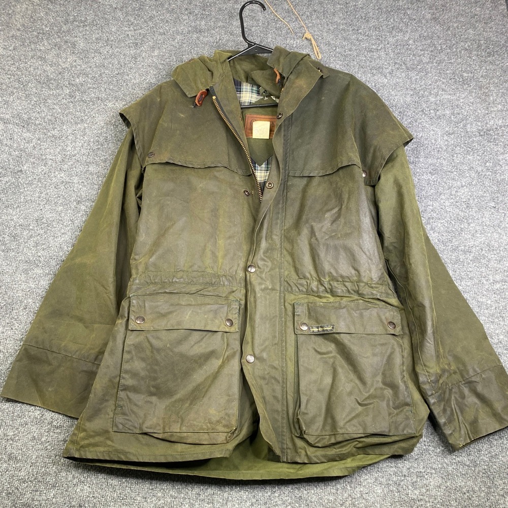Outback Trading Co Swagman Oilskin Jacket Mens Medium Green Waxed Cotton